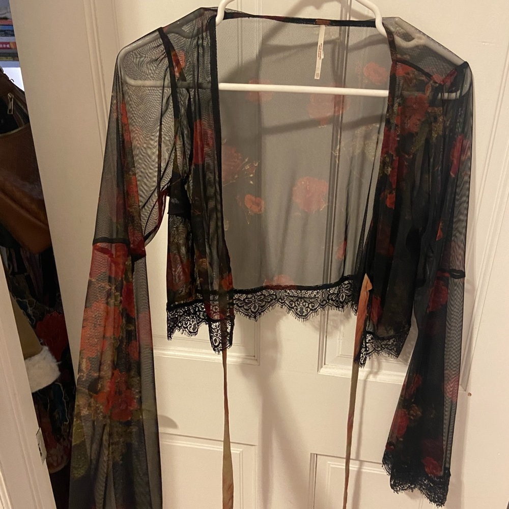 Mesh black cover up crop top